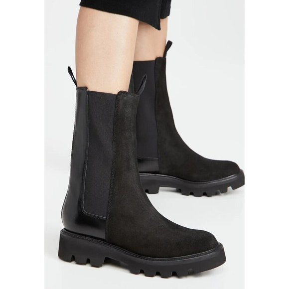 $600 GRENSON DORIS CHELSEA BOOT LUG SOLE BOLD LEATHER SUEDE UK